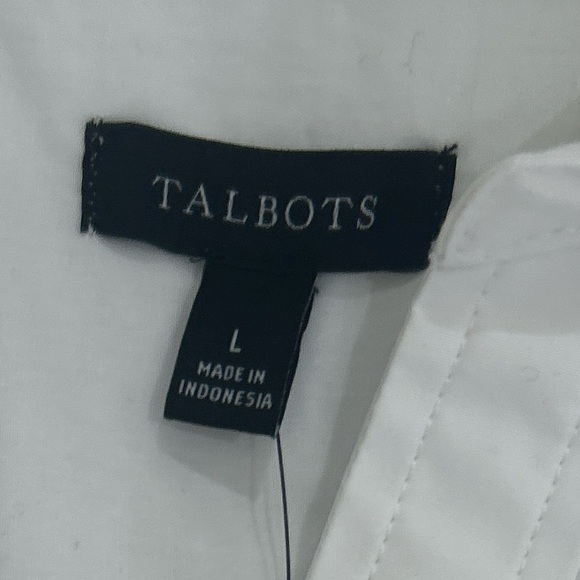 NWT Talbots White Casual cotton split neck Shirt chest pocket size large - Picture 5 of 7